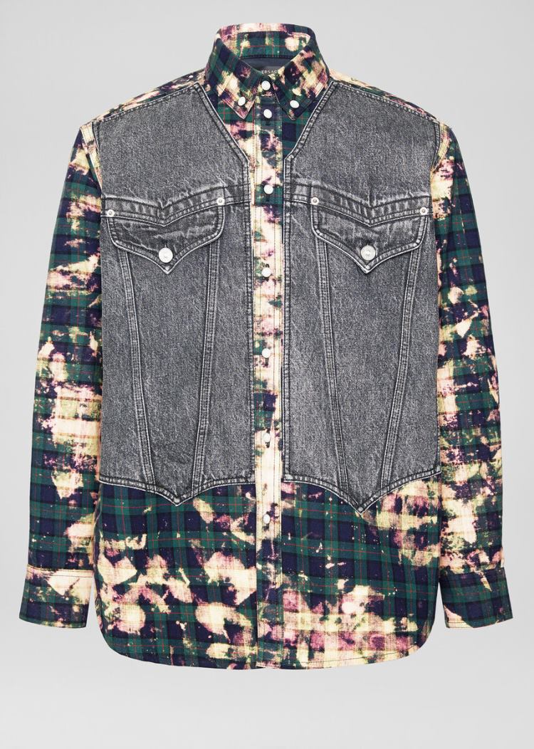 Versace Tartan Motif Denim Shirt πουκαμισα ανδρικα Πολύχρωμο | 24PI9NN