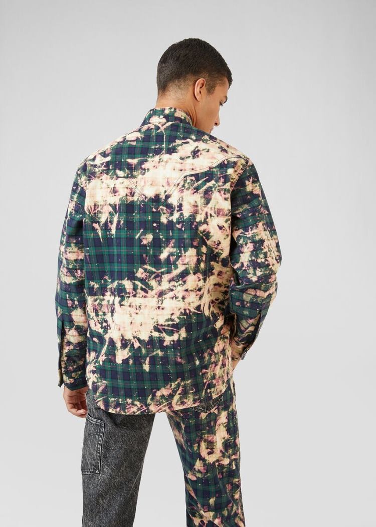 Versace Tartan Motif Denim Shirt πουκαμισα ανδρικα Πολύχρωμο | ZBJJRMU