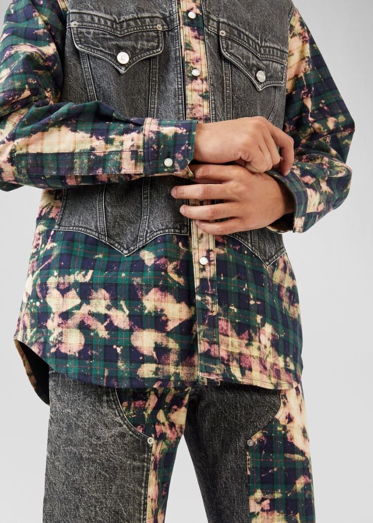 Versace Tartan Motif Denim Shirt πουκαμισα ανδρικα Πολύχρωμο | ZBJJRMU