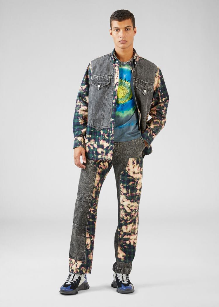 Versace Tartan Motif Jeans τζιν παντελονι ανδρικα Πολύχρωμο | X10IZ1E