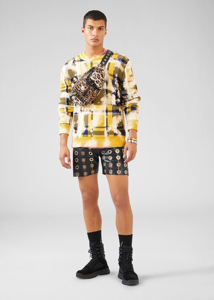 Versace Tartan Motif πουλοβερ Πουλόβερ ανδρικα Πολύχρωμο | 5MBNJQC