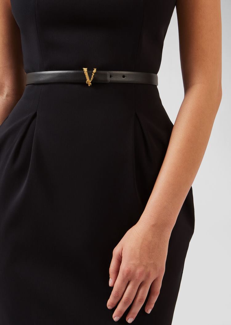 Versace Thin Virtus waist Belt ζωνη γυναικεια μαυρα | V7NOAD3