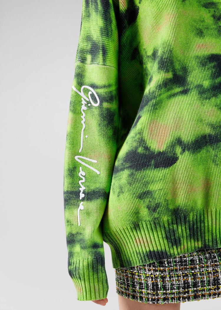 Versace Tie-Dye Cashmere Blend πουλοβερ Πουλόβερ γυναικεια πρασινο μαυρα | EEQ7G67