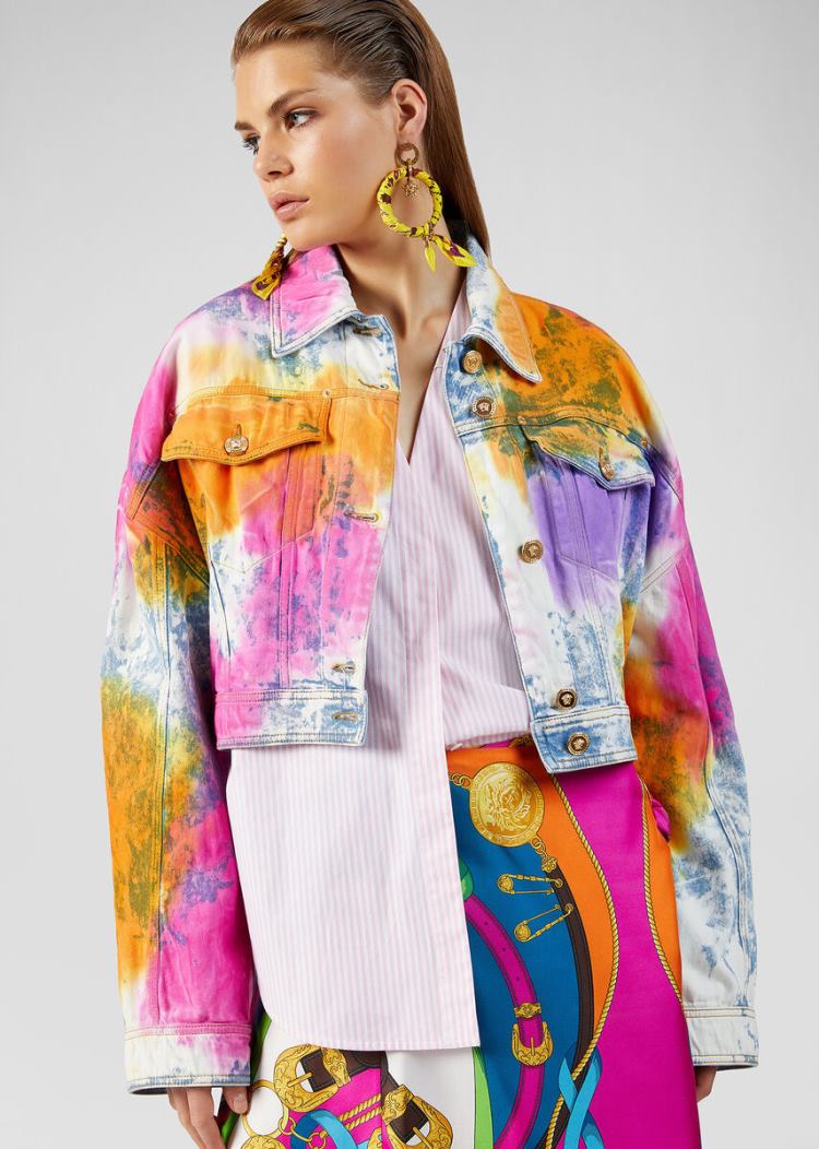 Versace Tie-Dye Denim Jacket μπουφαν γυναικεια Πολύχρωμο | XXU2CNS