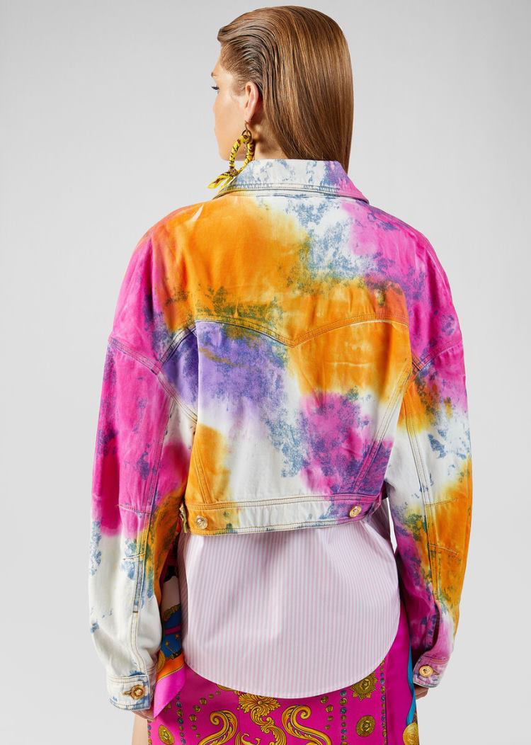 Versace Tie-Dye Denim Jacket μπουφαν γυναικεια Πολύχρωμο | XXU2CNS