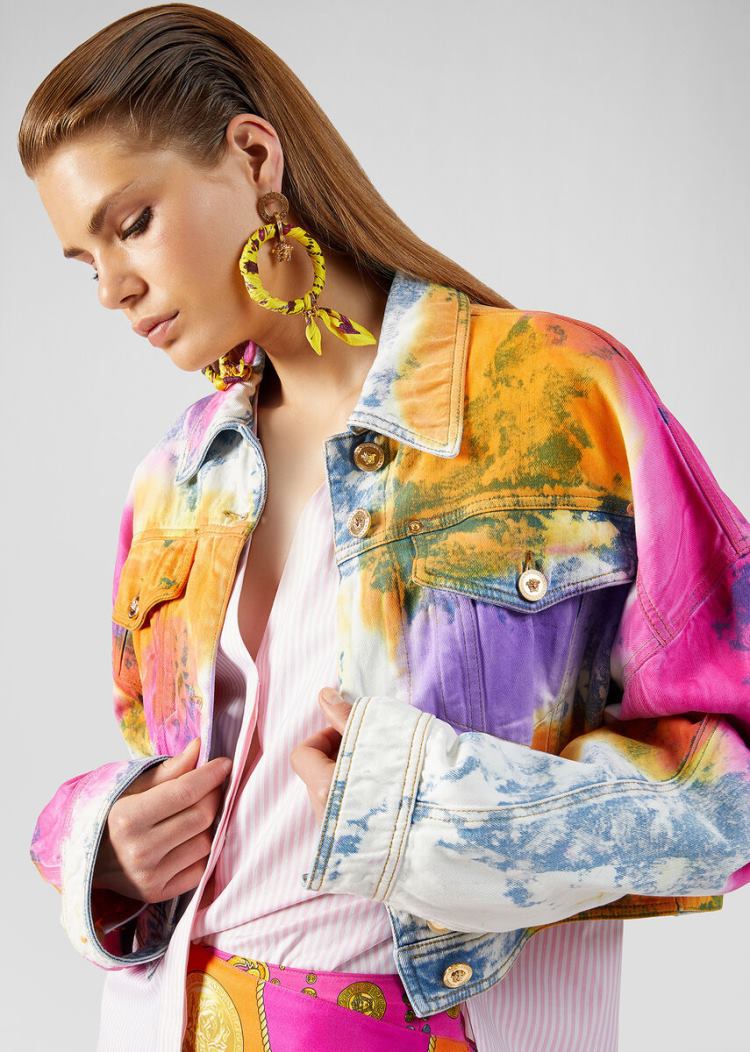 Versace Tie-Dye Denim Jacket μπουφαν γυναικεια Πολύχρωμο | XXU2CNS