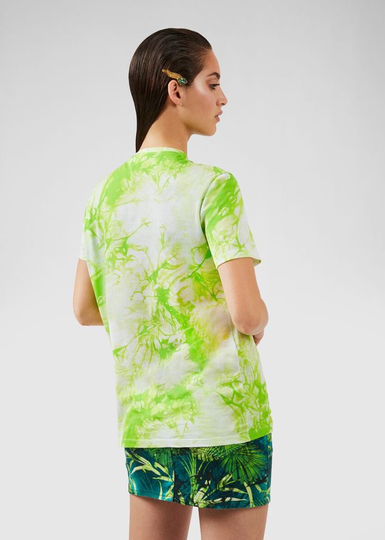 Versace Tie-Dye Medusa T Shirt μπλουζακια γυναικεια πρασινο | O7C6Y3F