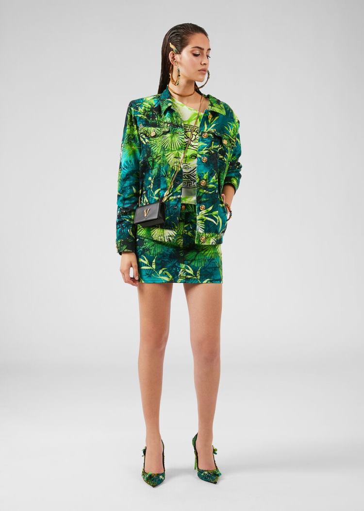Versace Tie-Dye Medusa T Shirt μπλουζακια γυναικεια πρασινο | O7C6Y3F