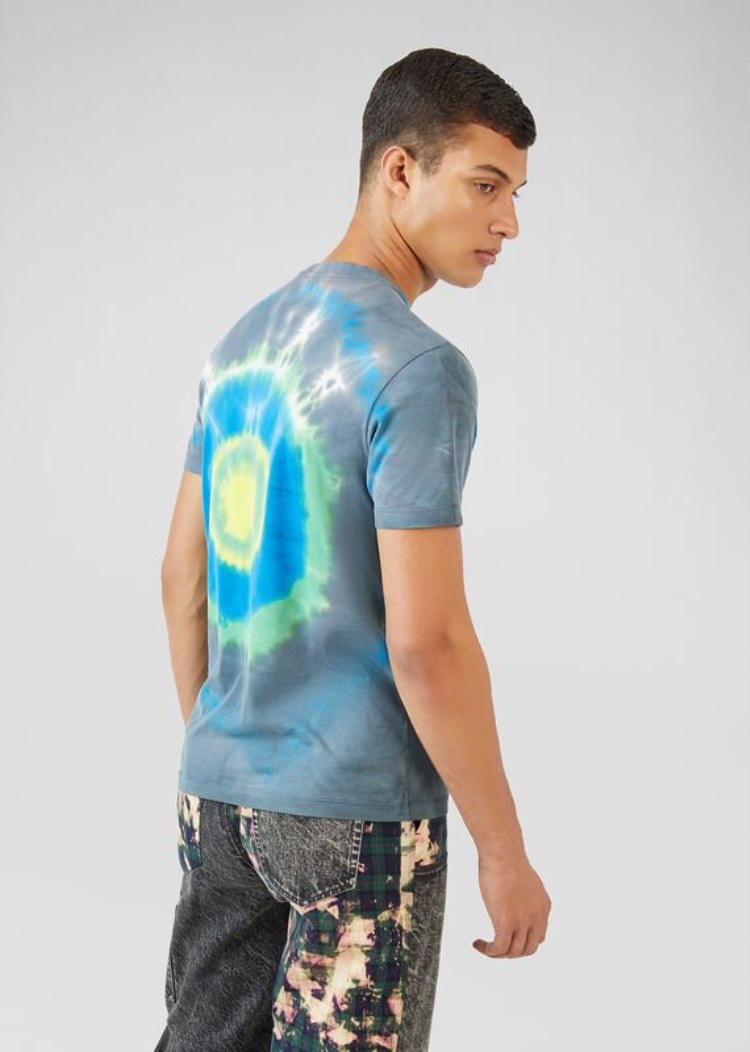 Versace Tie-Dye Medusa T Shirt μπλουζακια ανδρικα πρασινο | QYRGB4H