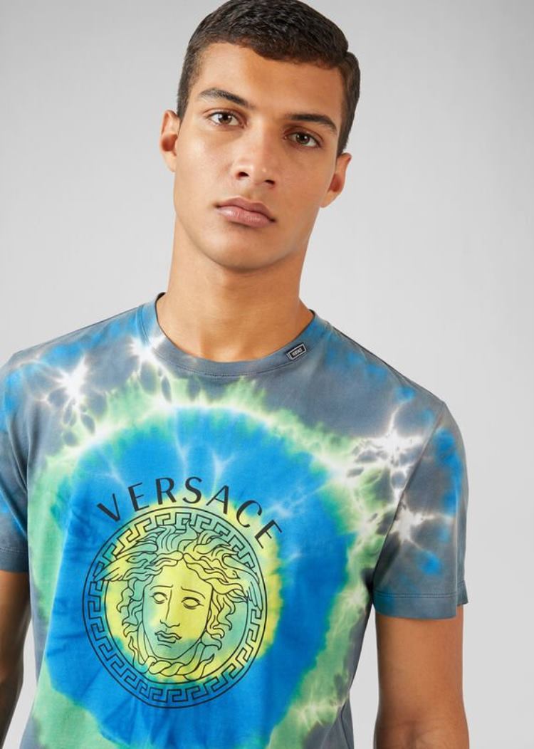 Versace Tie-Dye Medusa T Shirt μπλουζακια ανδρικα πρασινο | QYRGB4H