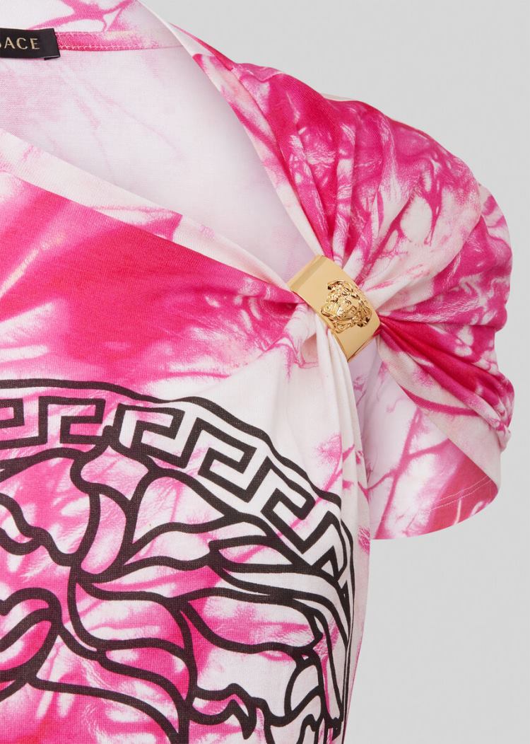 Versace Tie-Dye Medusa T Shirt μπλουζακια γυναικεια ροζ | YNB6PL3