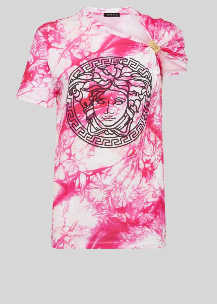 Versace Tie-Dye Medusa T Shirt μπλουζακια γυναικεια ροζ | YNB6PL3