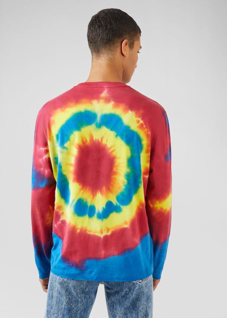 Versace Tie-Dye Motif Long Sleeve T Shirt μπλουζακια ανδρικα Πολύχρωμο | WYNAXNA