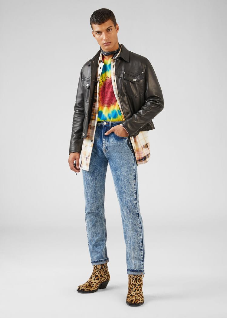 Versace Tie-Dye Motif Long Sleeve T Shirt μπλουζακια ανδρικα Πολύχρωμο | WYNAXNA