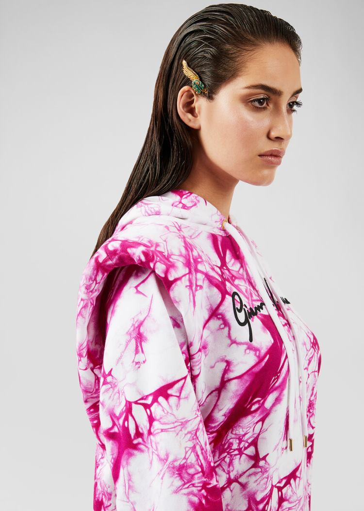 Versace Tie-Dye Print Hoodie Φούτερ γυναικεια ροζ | OU38Y3I
