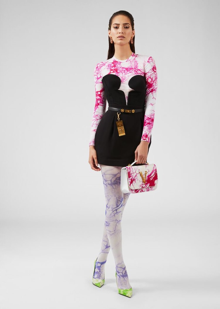 Versace Tie-Dye Print Long Sleeve T Shirt μπλουζακια γυναικεια ροζ | WQJ3YYX