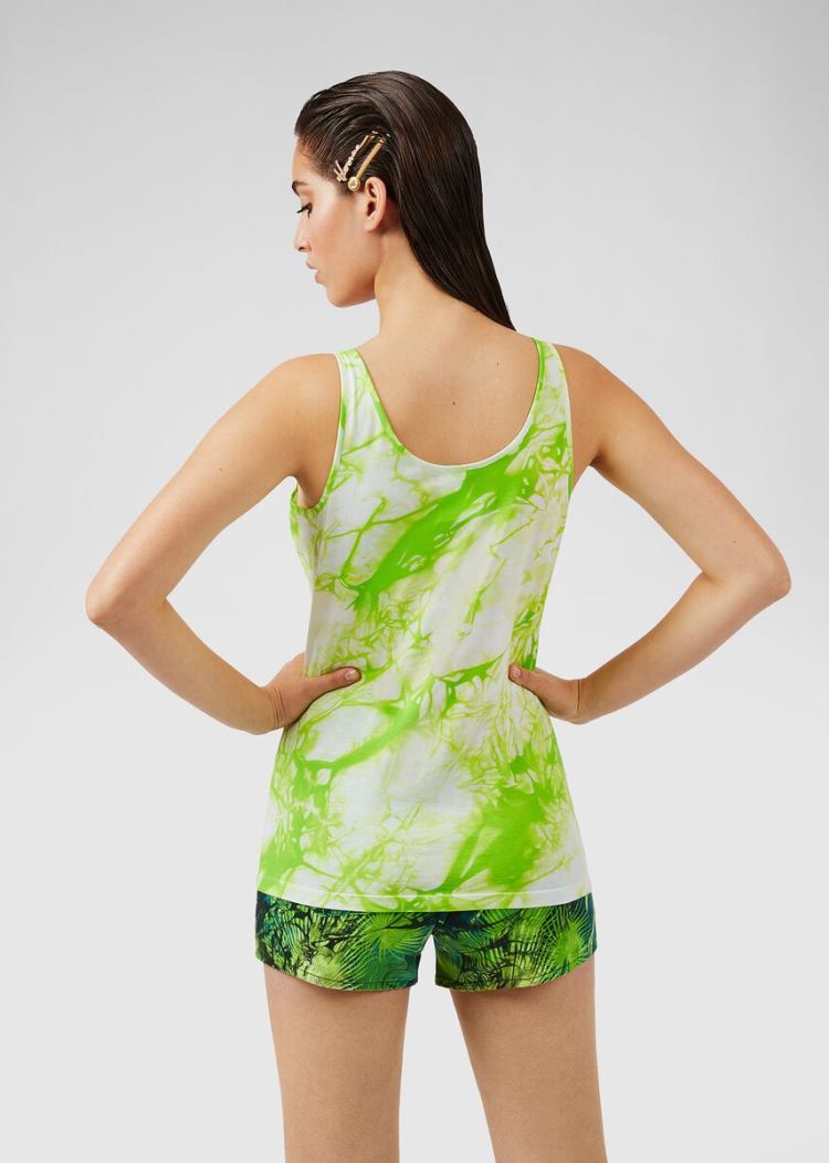 Versace Tie-Dye Print Tank Top Αριστος γυναικεια πρασινο | 99AME6D