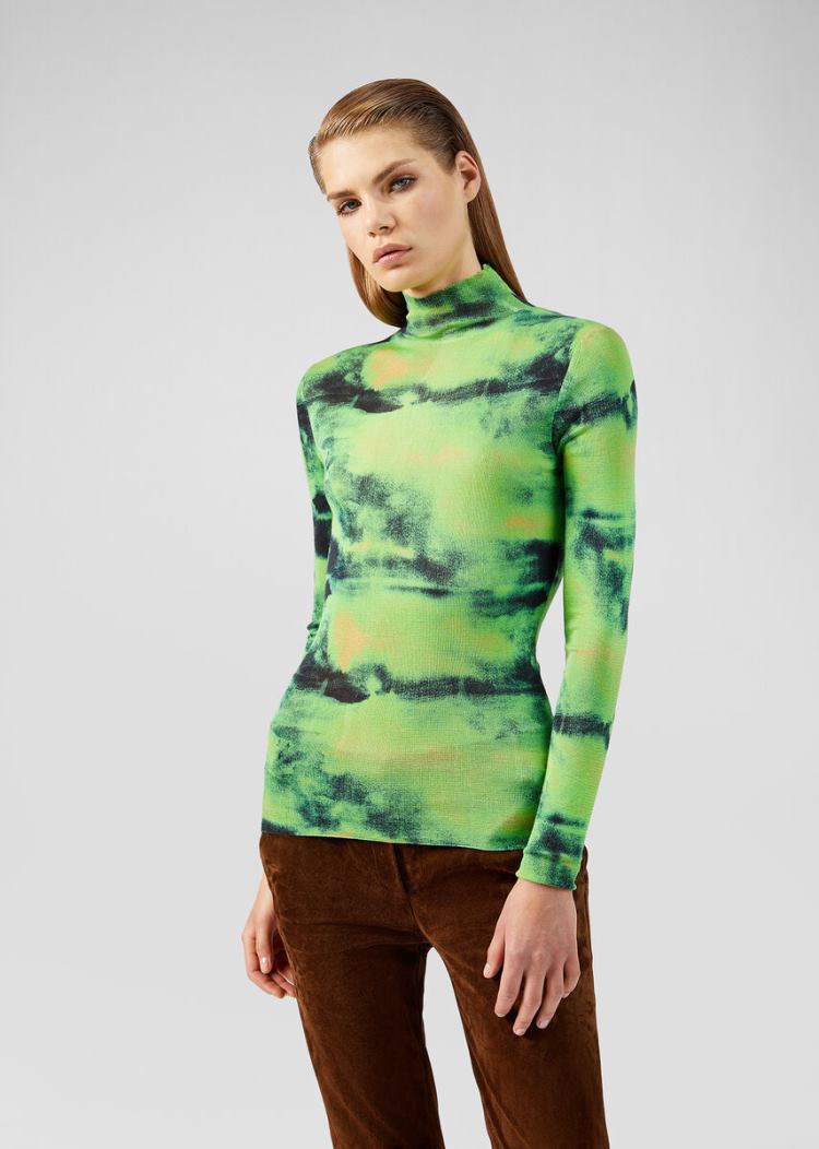 Versace Tie-Dye Silk πουλοβερ Πουλόβερ γυναικεια πρασινο μαυρα | ECISC9M