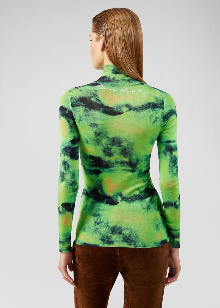 Versace Tie-Dye Silk πουλοβερ Πουλόβερ γυναικεια πρασινο μαυρα | ECISC9M