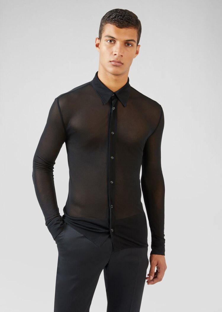 Versace Transparent Jersey Shirt πουκαμισα ανδρικα μαυρα | 7H48KLH