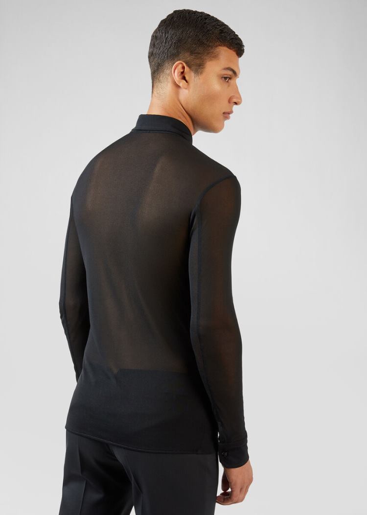 Versace Transparent Jersey Shirt πουκαμισα ανδρικα μαυρα | 7H48KLH