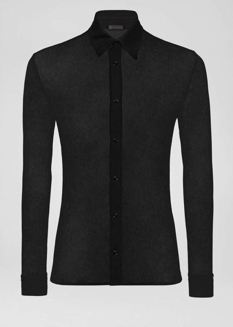 Versace Transparent Jersey Shirt πουκαμισα ανδρικα μαυρα | 7H48KLH