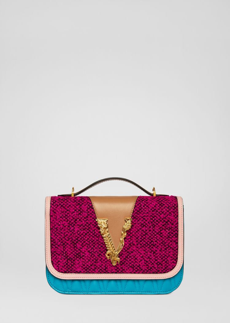 Versace Tweed Virtus Shoulder Bag Virtus Bag γυναικεια Πολύχρωμο | OOBIO5E