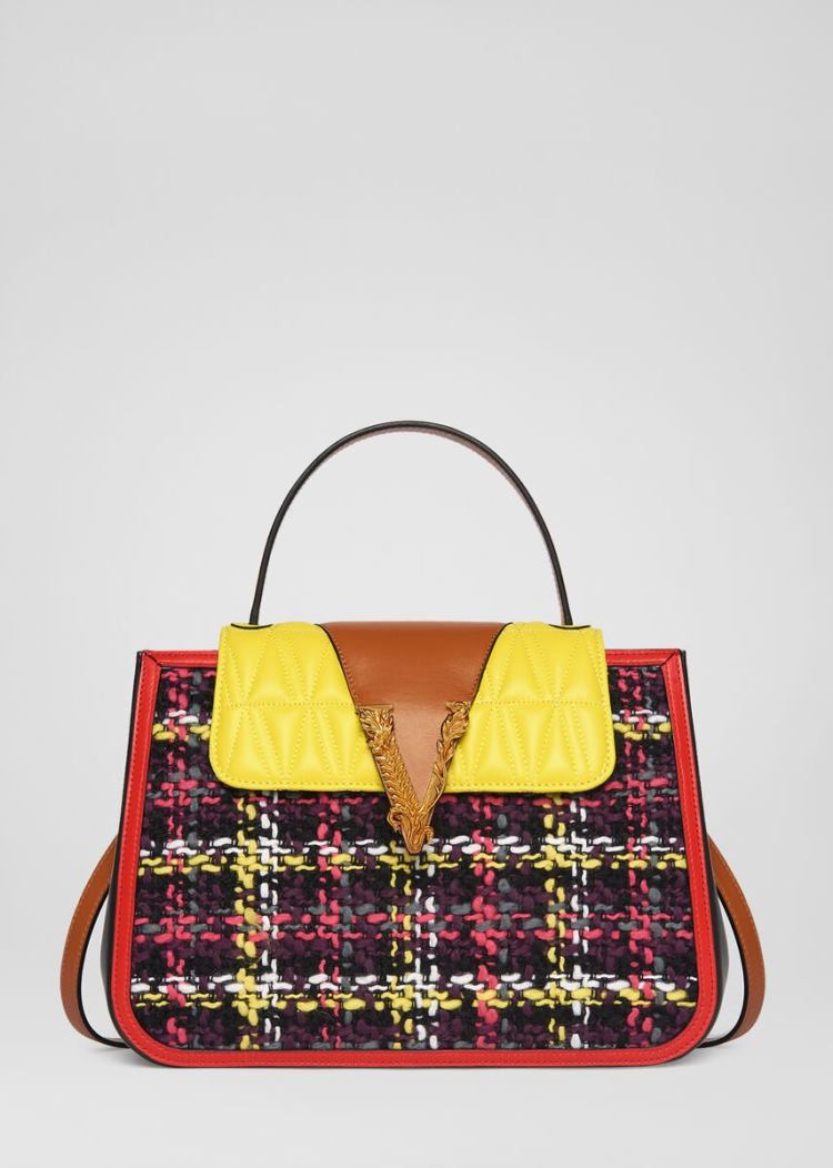 Versace Tweed Virtus Top Handle Bag Handle Bag γυναικεια Πολύχρωμο | HS3ZOM2