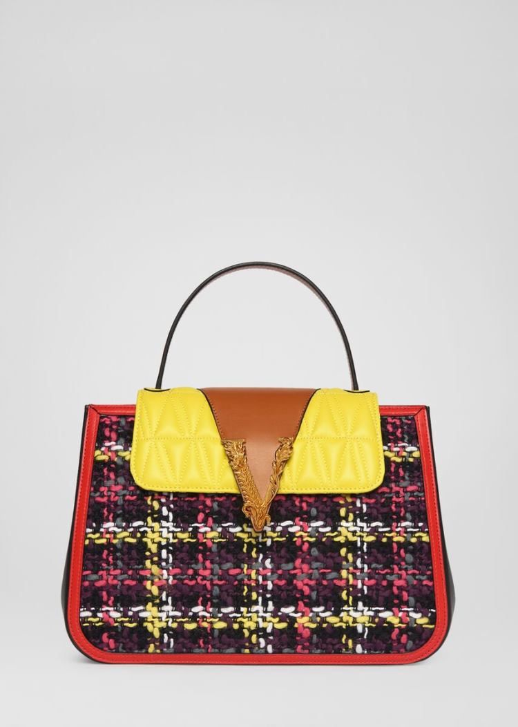 Versace Tweed Virtus Top Handle Bag Handle Bag γυναικεια Πολύχρωμο | HS3ZOM2