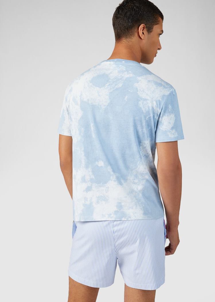 Versace Tye-Die Medusa T Shirt μπλουζακια ανδρικα μπλε | WGDXXKY