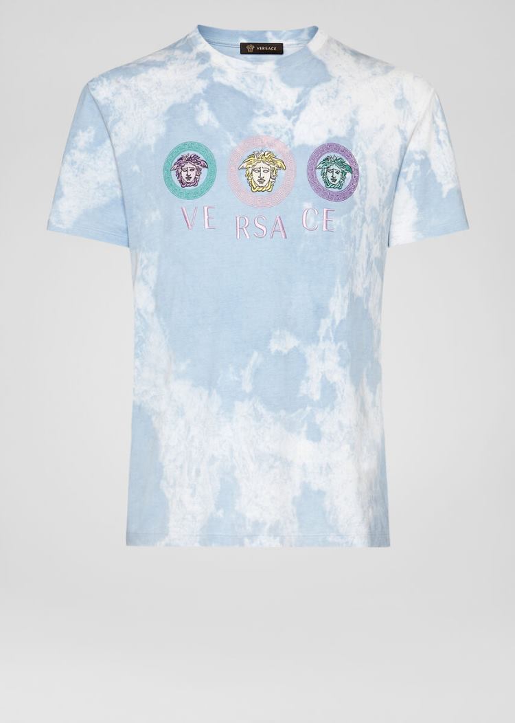 Versace Tye-Die Medusa T Shirt μπλουζακια ανδρικα μπλε | WGDXXKY