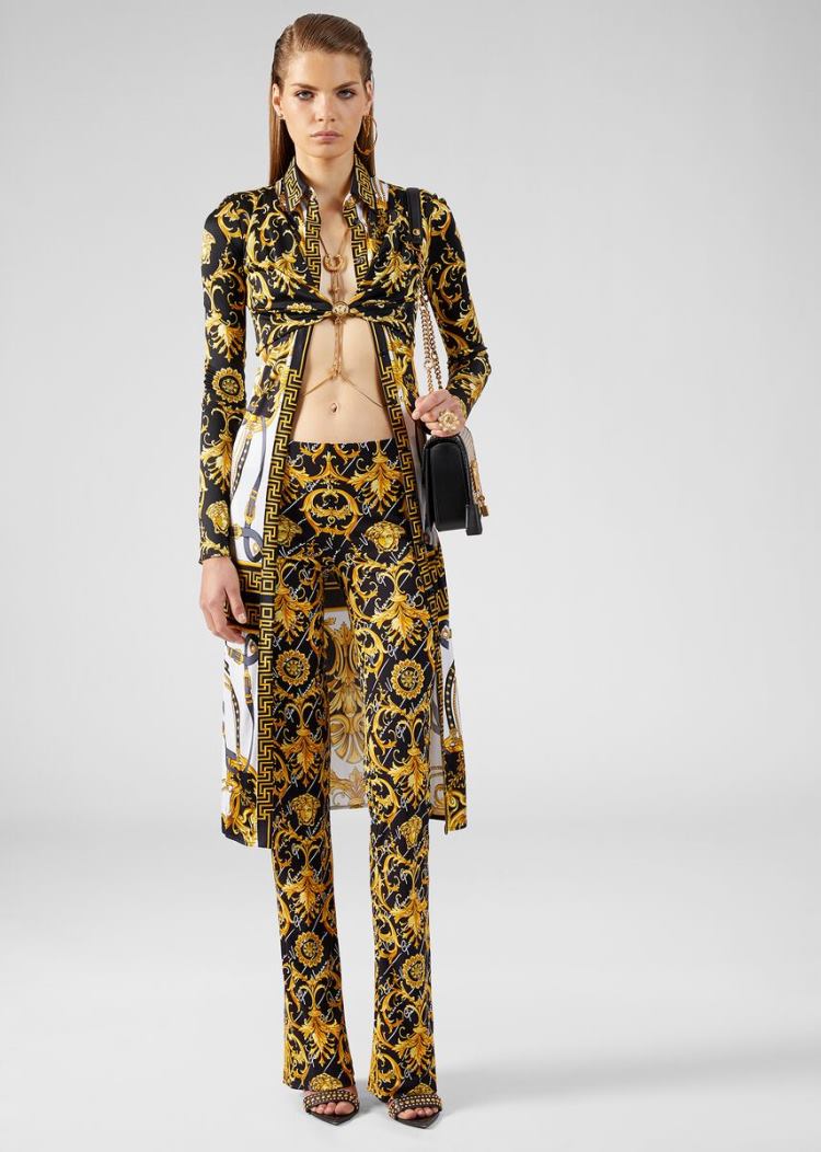 Versace V Barocco Print Crop Top Αριστος γυναικεια Πολύχρωμο | U78F7QE