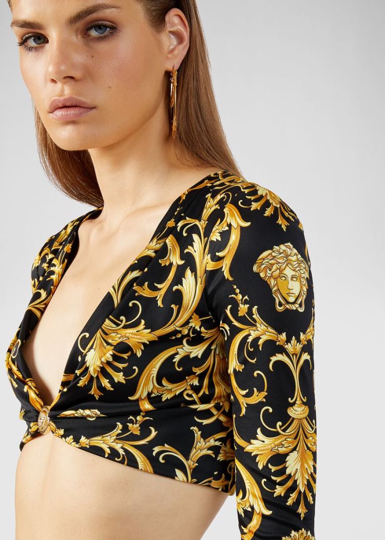 Versace V Barocco Print Crop Top Αριστος γυναικεια Πολύχρωμο | U78F7QE