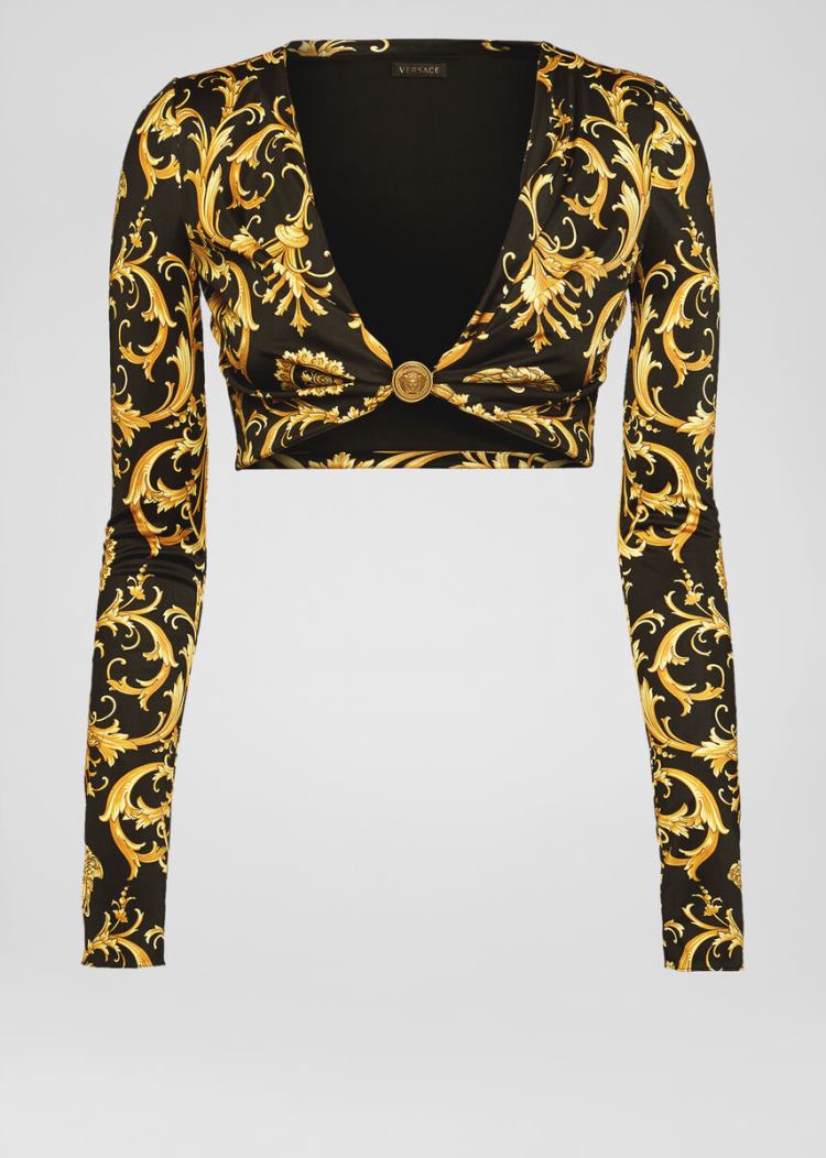 Versace V Barocco Print Crop Top Αριστος γυναικεια Πολύχρωμο | U78F7QE