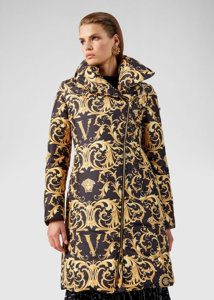 Versace V Barocco Print Puffer Coat μπουφαν γυναικεια Πολύχρωμο | GDWGZ6S