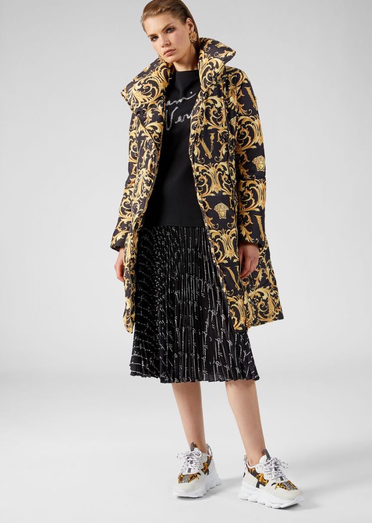 Versace V Barocco Print Puffer Coat μπουφαν γυναικεια Πολύχρωμο | GDWGZ6S