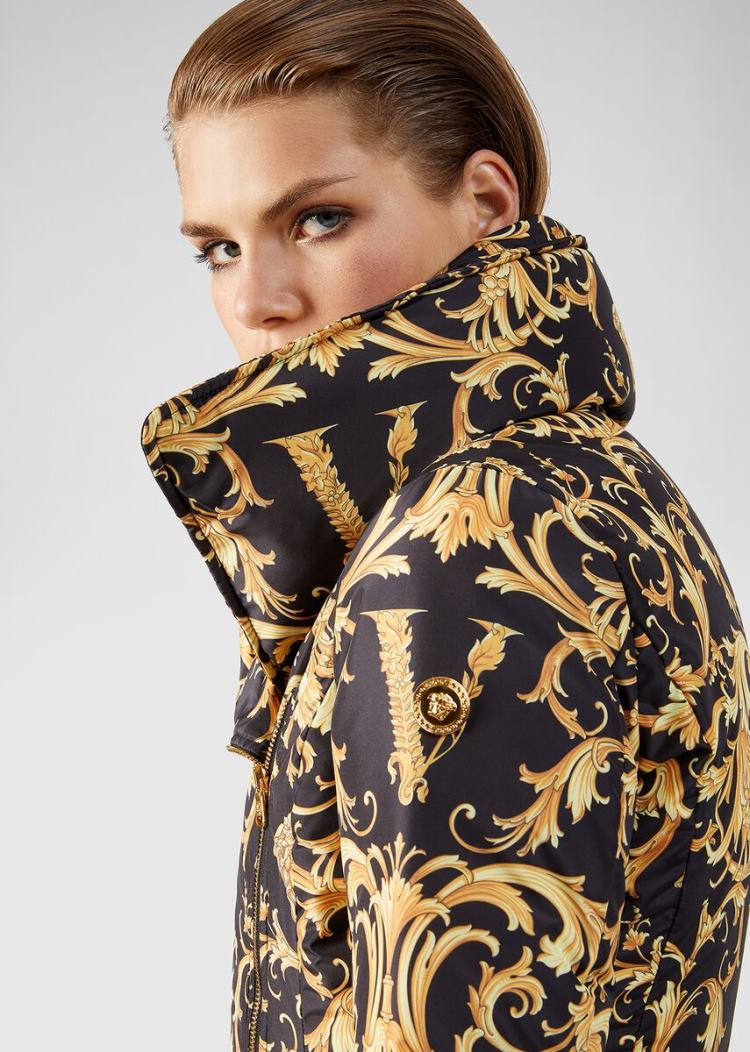 Versace V Barocco Print Puffer Coat μπουφαν γυναικεια Πολύχρωμο | GDWGZ6S