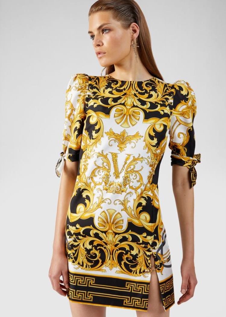 Versace V Barocco Print Silk φορεμα φορεμα γυναικεια Πολύχρωμο | DLLPN0H