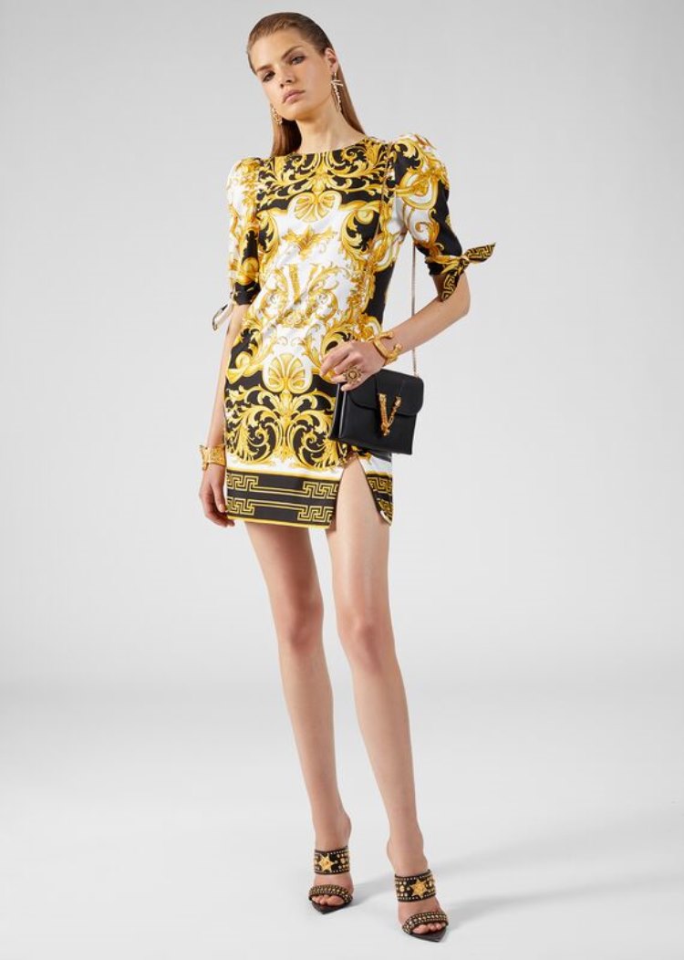 Versace V Barocco Print Silk φορεμα φορεμα γυναικεια Πολύχρωμο | DLLPN0H