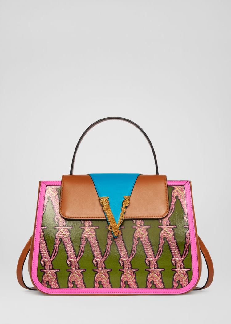 Versace V-Jacquard Virtus Top Handle Bag Handle Bag γυναικεια Πολύχρωμο | 8ZKX0LE