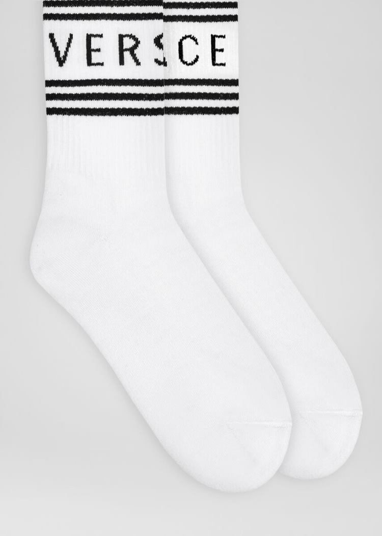 Versace Vintage Logo Socks καλτσεσ γυναικεια ασπρα | YKNORHD