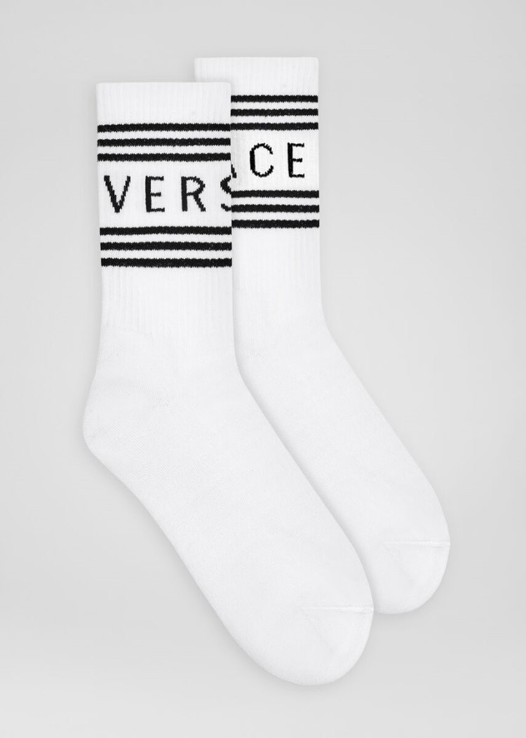 Versace Vintage Logo Socks καλτσεσ γυναικεια ασπρα | YKNORHD