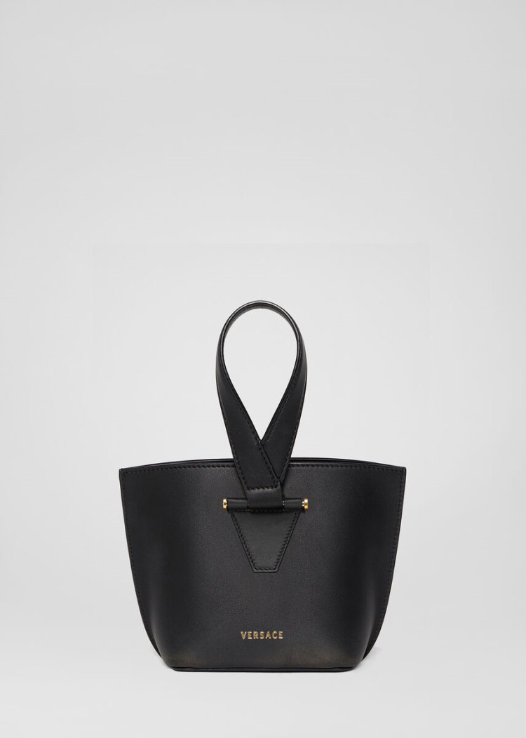 Versace Virtus Bucket Bag Top Handle γυναικεια μαυρα | ZRVGJR3