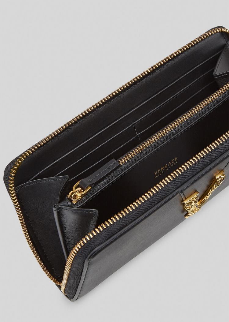Versace Virtus Continental Wallet πορτοφολια γυναικεια μαυρα | W9IFUV3