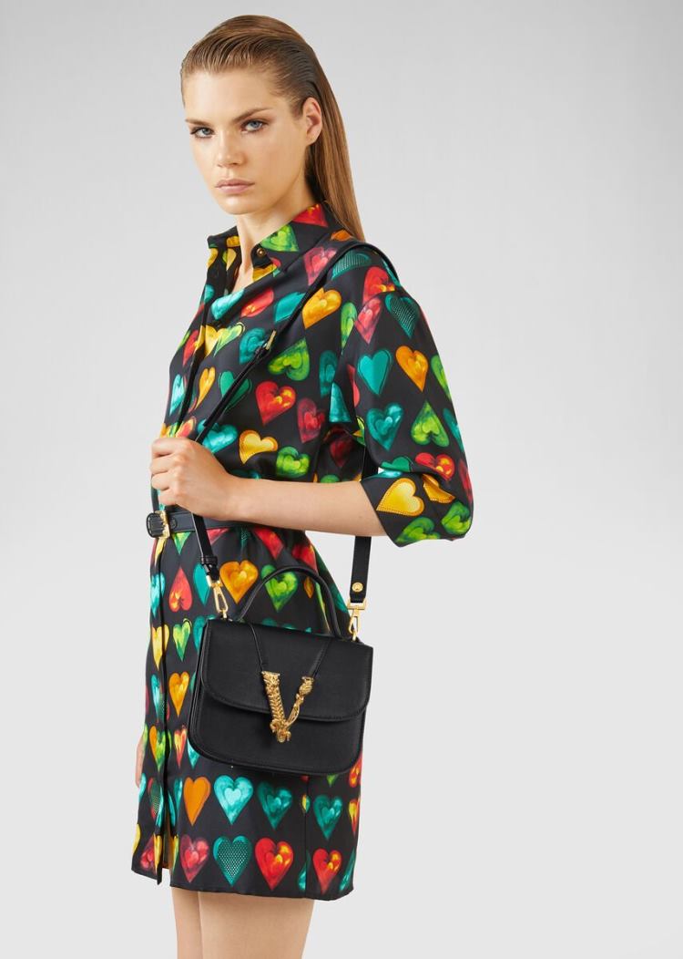 Versace Virtus Dual-Carry Bag τσαντα χειροσ γυναικεια μαυρα | 4QF403R
