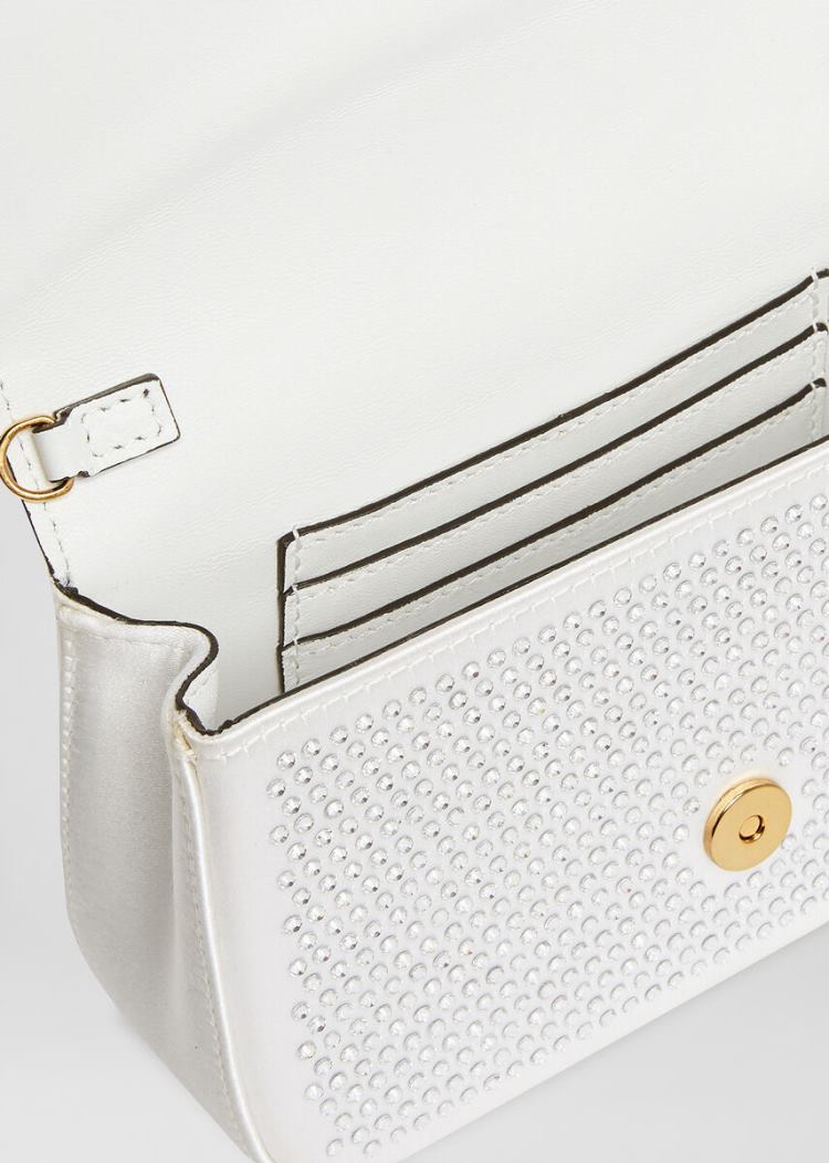 Versace Virtus Embellished Evening Bag Evening Bags γυναικεια ασπρα | 0HIDPYM