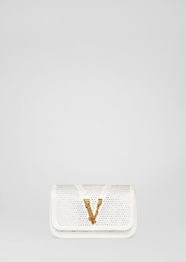 Versace Virtus Embellished Evening Bag Evening Bags γυναικεια ασπρα | 0HIDPYM