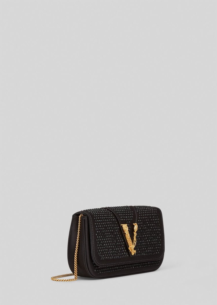 Versace Virtus Embellished Evening Bag Evening Bags γυναικεια μαυρα | NPF4HZD