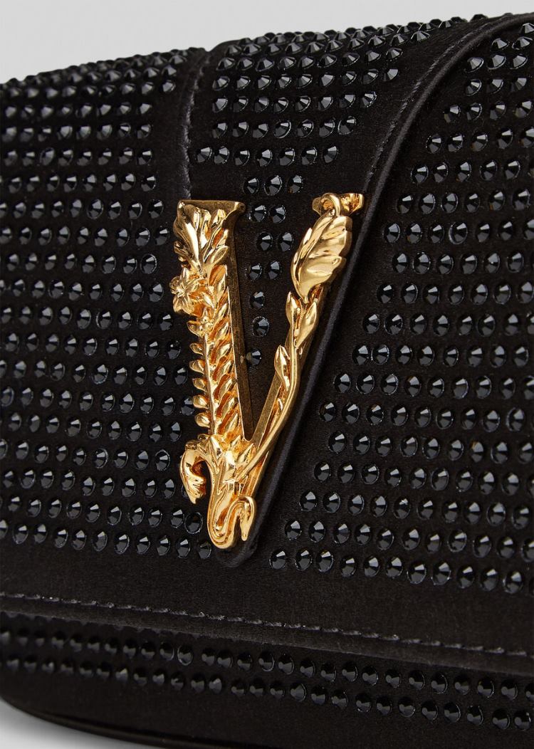 Versace Virtus Embellished Evening Bag Evening Bags γυναικεια μαυρα | NPF4HZD