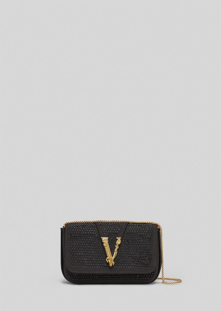 Versace Virtus Embellished Evening Bag Evening Bags γυναικεια μαυρα | NPF4HZD
